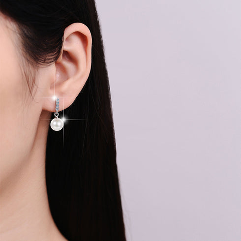 Pearl Drop Zirconia Stud Earring